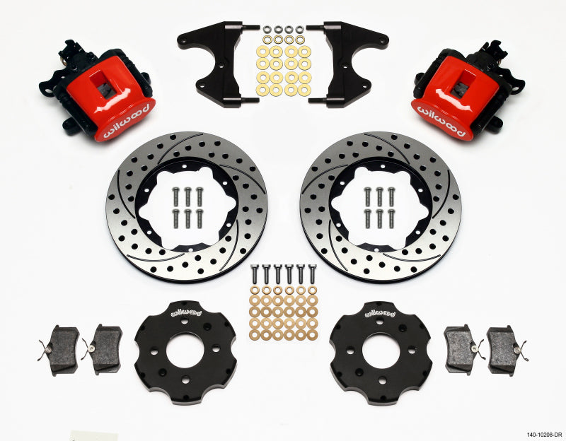 Wilwood Combination Parking Brake Rear Kit 11.00in Drilled Red Civic / Integra Drum 2.46 Hub Offset - eliteracefab.com