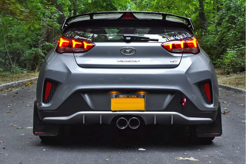 Rally Armor 2019+ Hyundai Veloster Turbo R-Spec UR Black Mud Flap w/ Red Logo - eliteracefab.com