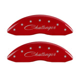 MGP 4 Caliper Covers Engraved Front Cursive/Challenger Engraved Rear RT Red finish silver ch