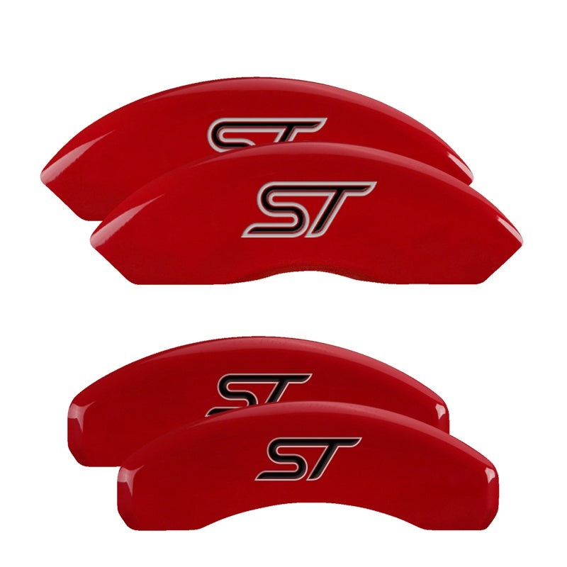 MGP 4 Caliper Covers Engraved Front & Rear No bolts/ST Red finish silver ch MGP