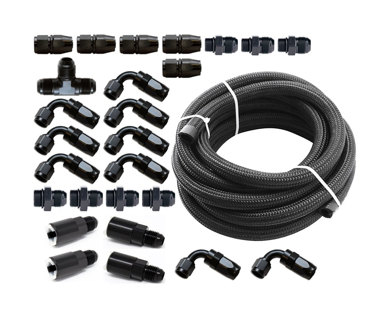 Torque Solution Braided Fuel Line Kit for -6 Aeromotive FPR & Flex Fuel Kit - 02-14 Subaru WRX - eliteracefab.com