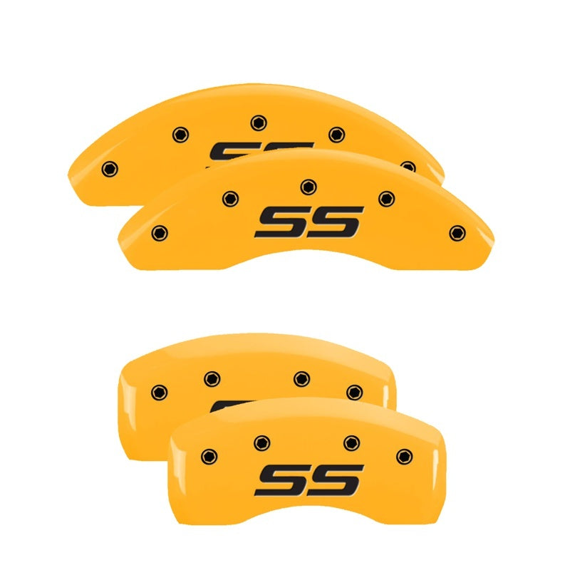 MGP 4 Caliper Covers Engraved Front & Rear Monte Carlo SS Yellow Finish Black Char 2008 Chevy Impala MGP