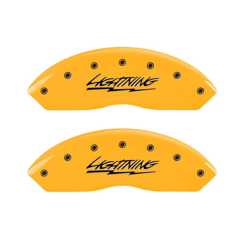 MGP 4 Caliper Covers Engraved Front & Rear Lightning Yellow Finish Black Char 2000 Ford F-150 MGP