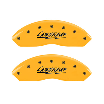 MGP 4 Caliper Covers Engraved Front & Rear Lightning Yellow Finish Black Char 2000 Ford F-150 MGP