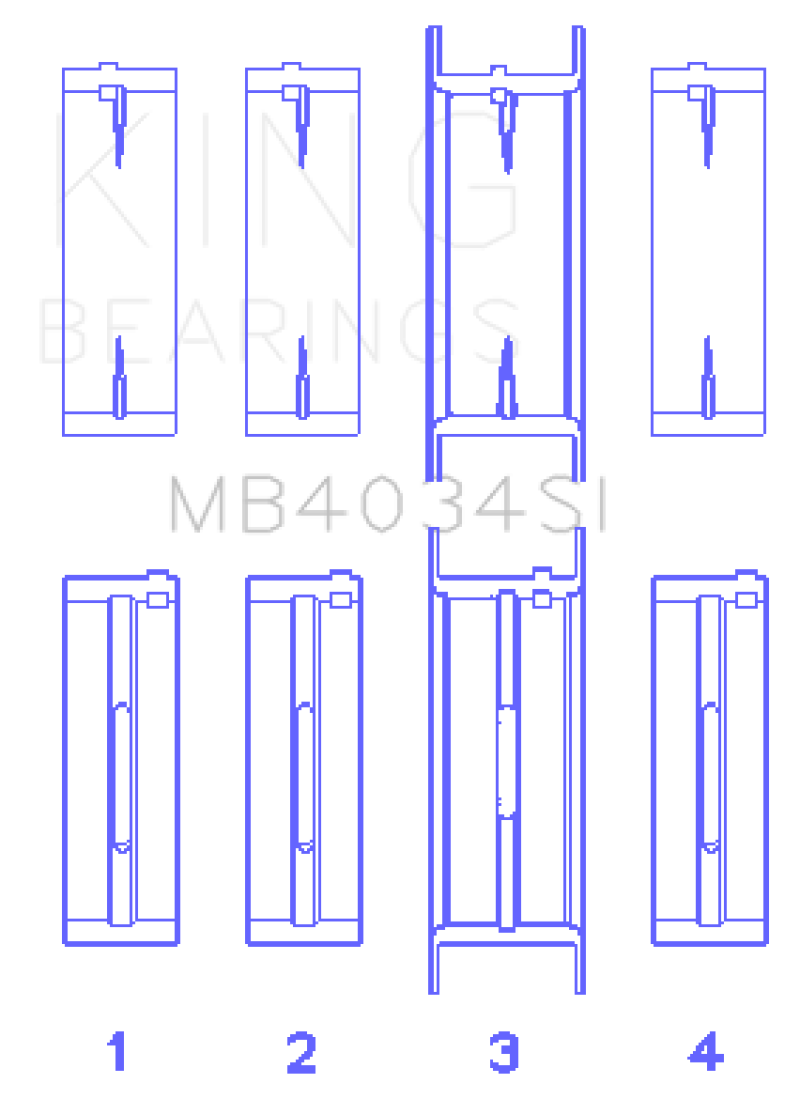 King Ford 232 (Size 0.25) Main Bearing Set King Engine Bearings