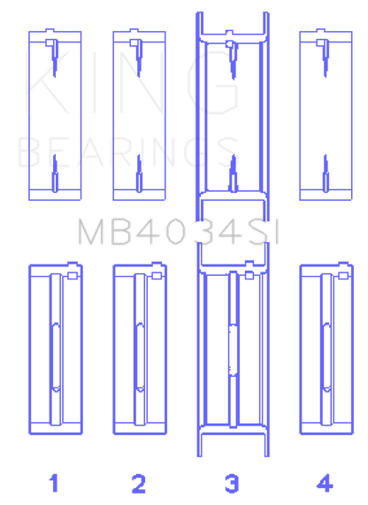 King Ford 232 (Size 0.25) Main Bearing Set King Engine Bearings