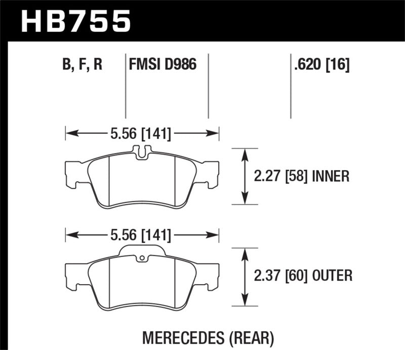 Hawk Performance HPS 5.0 Rear Brake Pads - HB755B.620 Hawk Performance