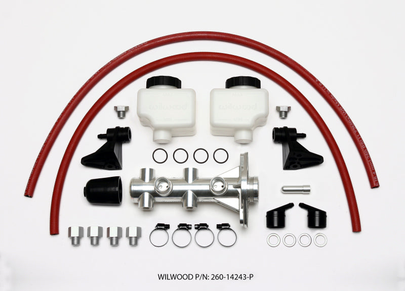 Wilwood Tandem Remote Master Cylinder - 1in Bore Ball Burnished Wilwood
