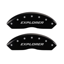 Load image into Gallery viewer, MGP 4 Caliper Covers Engraved Front &amp; Rear Explorer/2011 Black Finish Silver Char 2010 Ford Explorer MGP