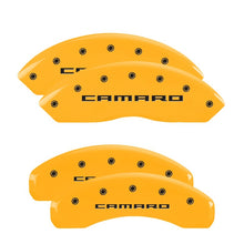 Load image into Gallery viewer, MGP 4 Caliper Covers Engraved Front &amp; Rear MGP Yellow finish black ch MGP