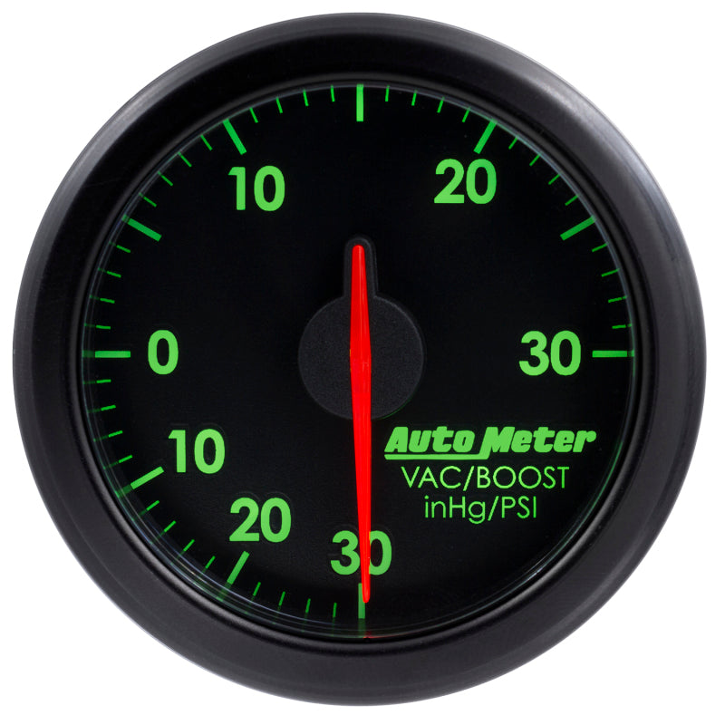 Autometer Airdrive 2-1/6in Boost/Vac Gauge 30in HG/30 PSI - Black 9159-T