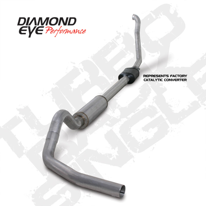 DIAMOND EYE 4" ALUMINIZED TURBO BACK SINGLE W/ STOCK CAT 94-97 7.3L FORD POWERSTROKE K4306A - Diamond Eye Muffler - eliteracefab.com