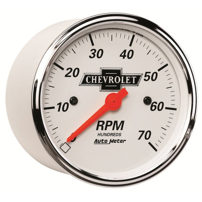 Autometer Arctic White GM 3-1/8in 7000RPM 4, 6, 8 Cyl Electrical Tachometer Gauge 1398-00408