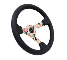 Load image into Gallery viewer, NRG Reinforced Steering Wheel (350mm / 3in. Deep) Blk Leather Floral Dipped w/ Blk Baseball Stitch - eliteracefab.com