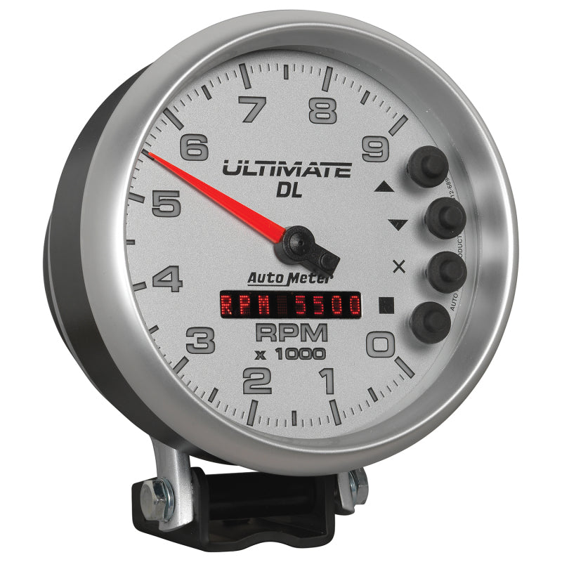 AutoMeter Gauge Tach 5in. 9K RPM Pedestal Datalogging Ultimate Dl Playback Silver 6894