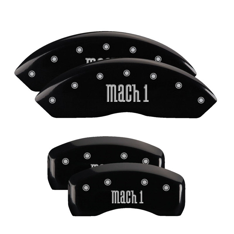 MGP 4 Caliper Covers Engraved Front & Rear Mach 1 Black finish silver ch MGP