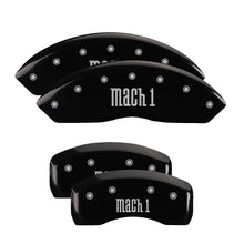 Load image into Gallery viewer, MGP 4 Caliper Covers Engraved Front &amp; Rear Mach 1 Black finish silver ch MGP