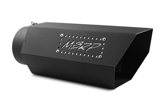 MBRP Universal Hex Tip 5in Inlet 16in Length w/ Logo - Black Coated - eliteracefab.com