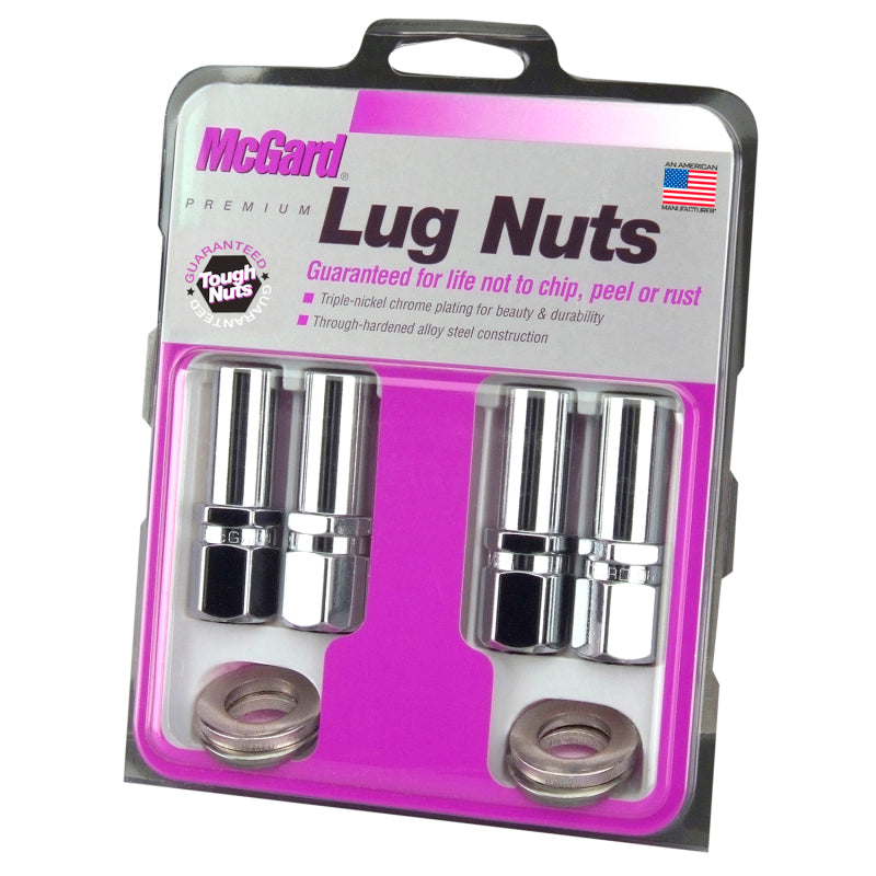 McGard Hex Lug Nut (Drag Racing X-Long Shank) 1/2-20 / 13/16 Hex / 2.475in. Length (4-Pack) - Chrome - eliteracefab.com