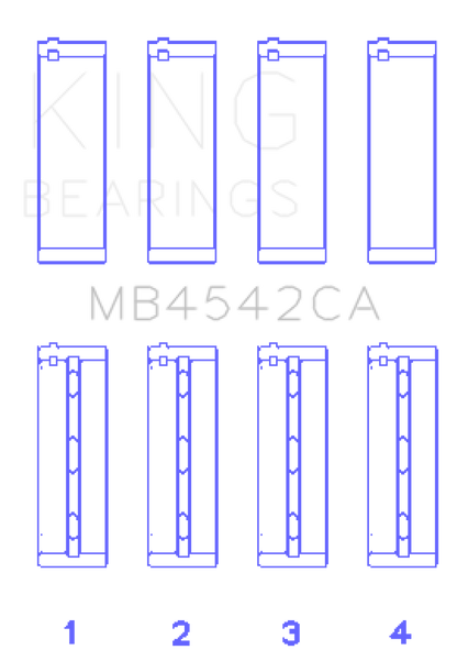 King Nissan VQ20DE, VQ25DD, VQ30DE/DD/DET, VQ35DE (Size Standard) Crankshaft Main Bearing (Set of 4) King Engine Bearings
