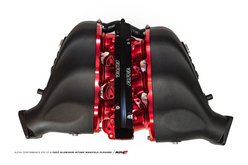 AMS Performance 2009+ Nissan GT-R Alpha Carbon Fiber/Billet Intake Manifold w/Std Fuel Rail - Clear