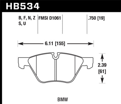 Hawk 09-11 BMW Z4 / 04-05 525I / 08-11 128I / 06 325I/325XI / 07 328I/328XI HPS Street Front Brake P - eliteracefab.com