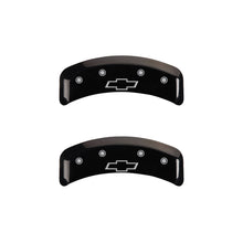 Load image into Gallery viewer, MGP 4 Caliper Covers Engraved Front &amp; Rear Bowtie Black finish silver ch MGP