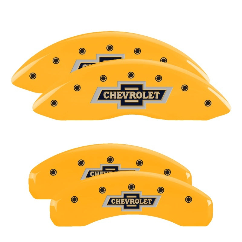 MGP 4 Caliper Covers Engraved F & R 100 Anniversary Yellow Finish Black Char 2019 Chevrolet Tahoe MGP