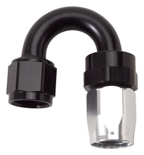 Load image into Gallery viewer, Russell Performance -6 AN Black/Silver 180 Degree Tight Radius Full Flow Swivel Hose End