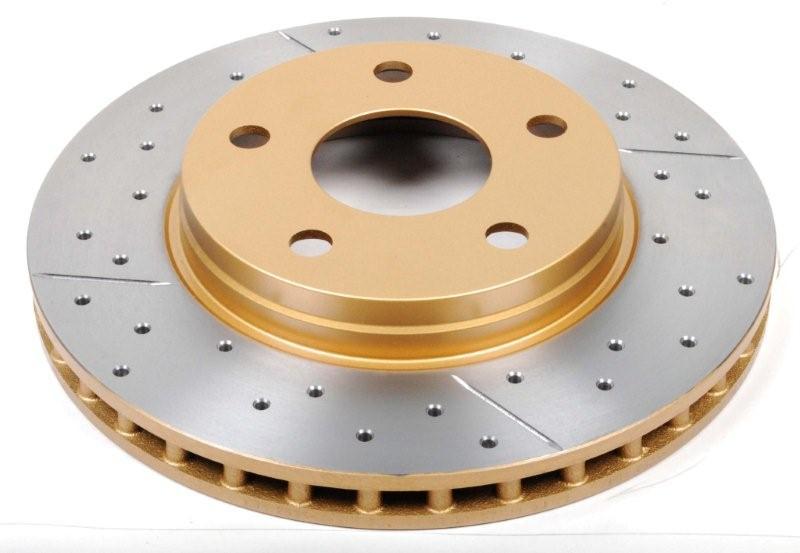 DBA 07-17 Jeep Wrangler Front Drilled & Slotted Street Series X-Gold Rotor DBA