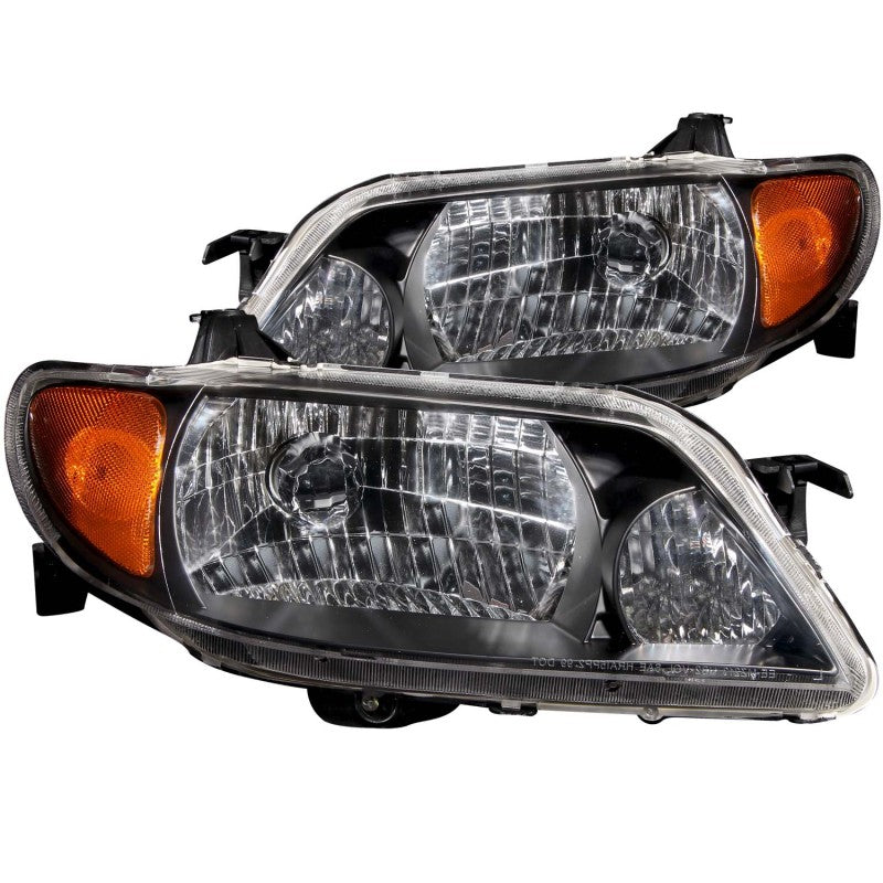 ANZO USA Mazda Protege Crystal Headlights Black; 2001-2003 - eliteracefab.com