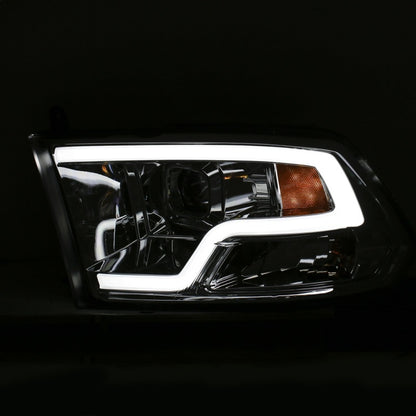 ANZO 09-18 Dodge Ram 1500 Plank Style Projector Headlights Chrome w/ Halo - eliteracefab.com