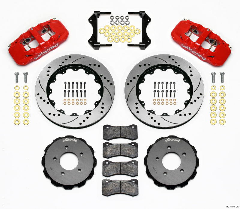 Wilwood AERO6 Front Hat Kit 14.00 Drilled Red 99-06 BMW E46 Wilwood