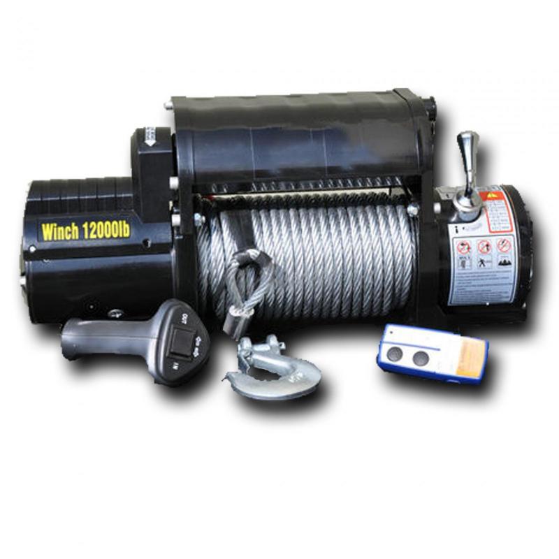 DV8 Offroad 12000 LB Winch w/ Steel Cable & Wireless Remote - Black - eliteracefab.com