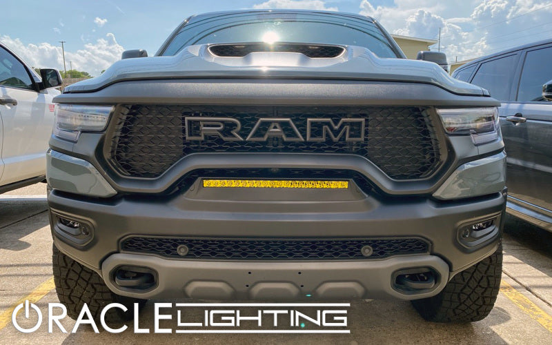 ORACLE Lighting 19-22 RAM Rebel/TRX Front Bumper Flush LED Light Bar System - Yellow - eliteracefab.com