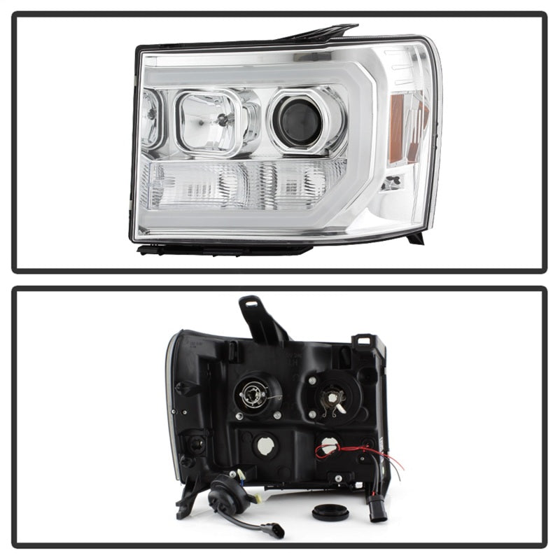 Spyder GMC Sierra 1500/2500/3500 07-13 V2 Projector Headlights - Chrome PRO-YD-GS07V2-LBDRL-C - eliteracefab.com