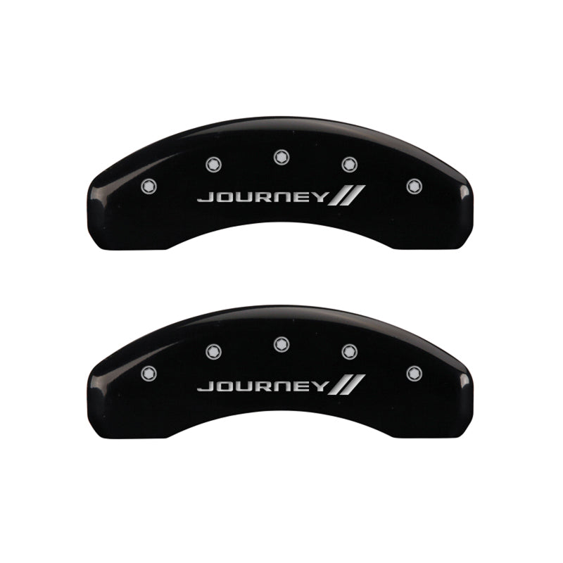 MGP 4 Caliper Covers Engraved Front & Rear With stripes/Journey Black finish silver ch MGP