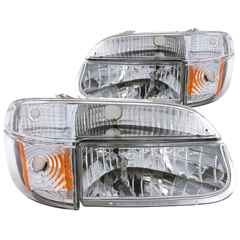 ANZO USA Ford Explorer Crystal Headlights Chrome W/ Corner Lights 2pc; 1995-2001 - eliteracefab.com