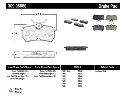 STOPTECH PERFORMANCE BRAKE PADS, 309.08860 - eliteracefab.com