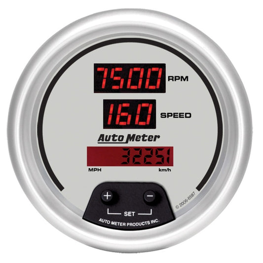 Autometer Ultra-Lite 3 3/8in 8000 RPM/ 160mph Digital Tach Speedo Combo 6587