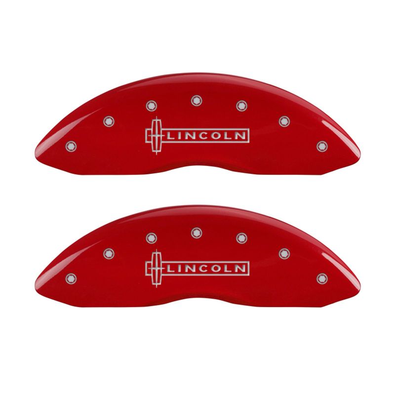 MGP 4 Caliper Covers Engraved Front & Rear Lincoln Red finish silver ch MGP