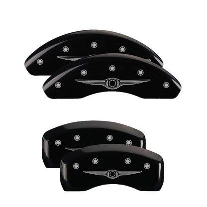MGP 4 Caliper Covers Engraved Front & Rear MGP Yellow Finish Black Char 2005 Chrysler Pacifica MGP