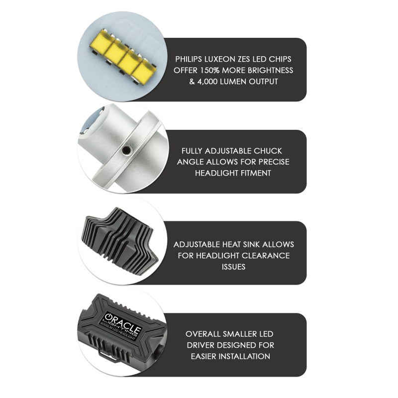 Oracle H13 4000 Lumen LED Headlight Bulbs (Pair) - 6000K - eliteracefab.com