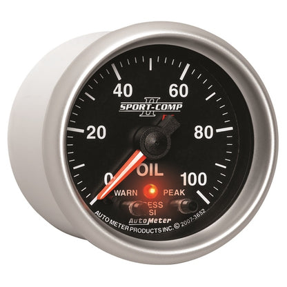 Autometer Sport-Comp II 52.4mm 0-100 PSI Oil Pressure Peak & Warn w/ Electronic Control Gauge 3652