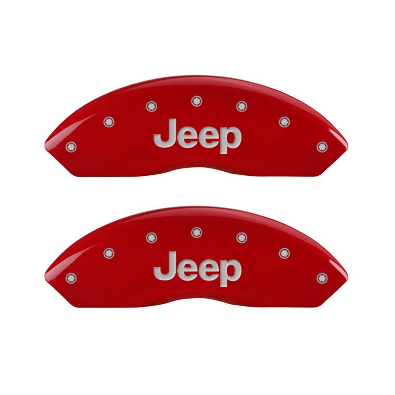 MGP Front set 2 Caliper Covers Engraved Front JEEP Red finish silver ch MGP