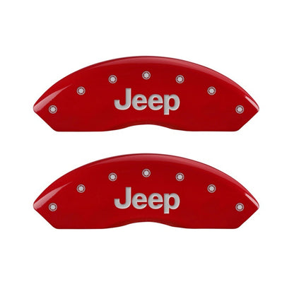 MGP Front set 2 Caliper Covers Engraved Front JEEP Red finish silver ch MGP