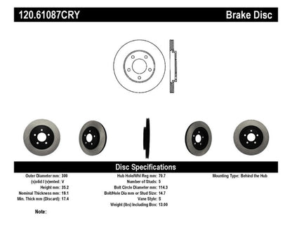 StopTech 05-14 Ford Mustang Cryo-Stop Rear PremiumRotor Stoptech