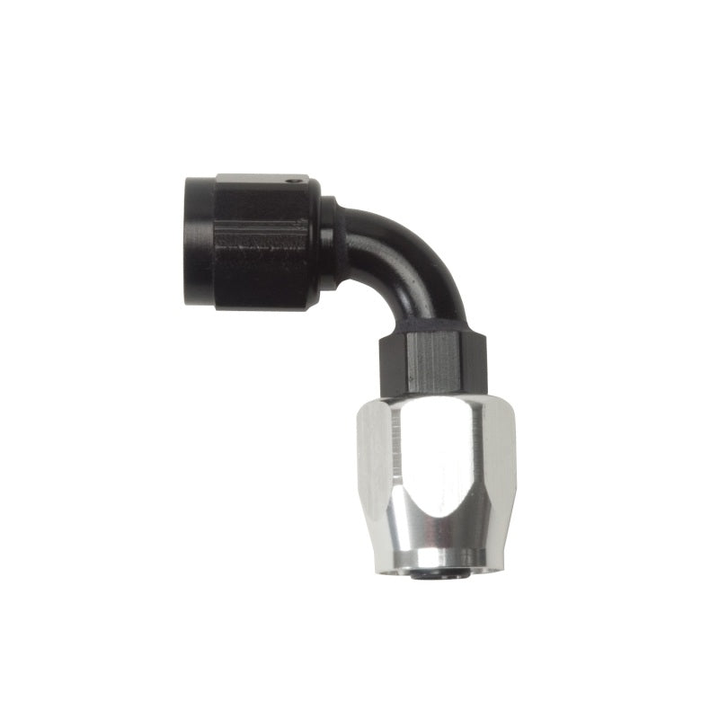 Russell Performance -10 AN Black/Silver 90 Degree Full Flow Hose End - eliteracefab.com