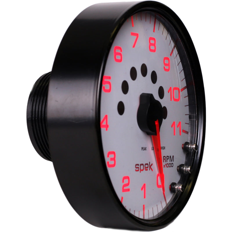 Autometer Spek-Pro Gauge Tachometer 5in 11K Rpm W/Shift Light & Peak Mem White/Black P23912