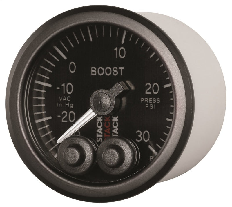 Autometer Stack Instruments 52mm -30INHG To +30PSI Pro Control Boost Pressure Gauge - Black - eliteracefab.com